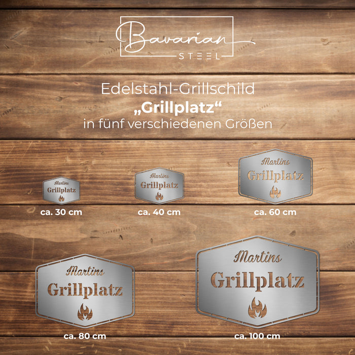 Personalisiertes Edelstahl-Grillschild "Grillplatz"