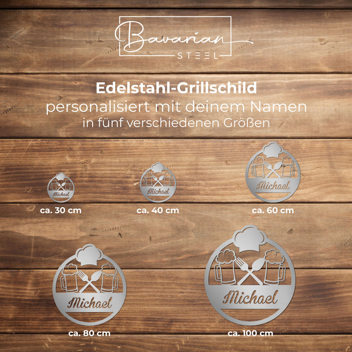 Personalisiertes Edelstahl-Grillschild