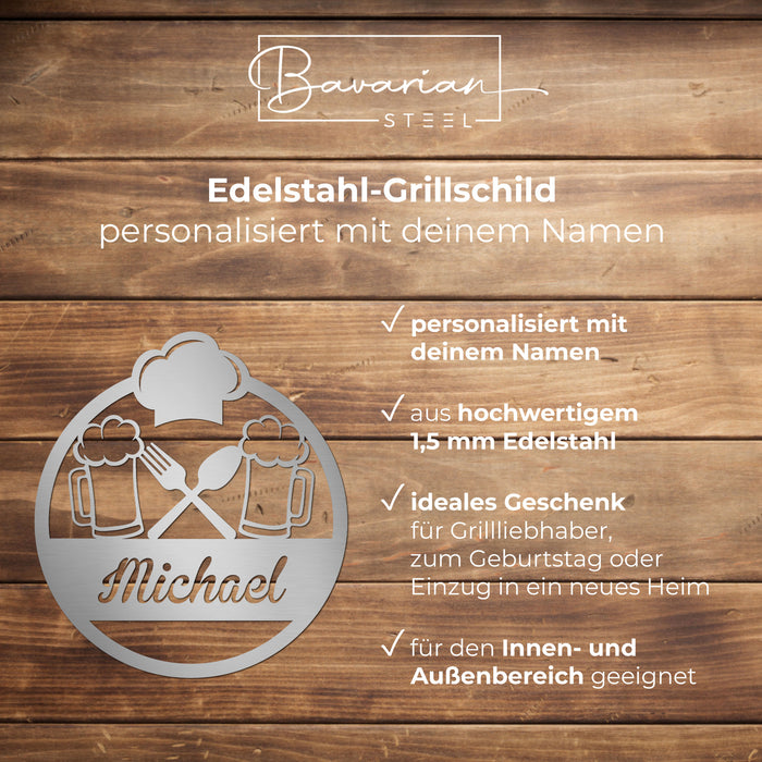 Personalisiertes Edelstahl-Grillschild