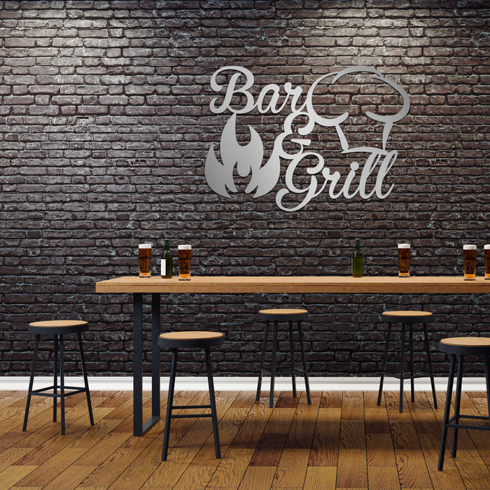 Edelstahl-Grillschild "Bar & Grill"