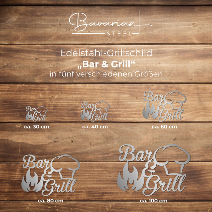 Edelstahl-Grillschild "Bar & Grill"