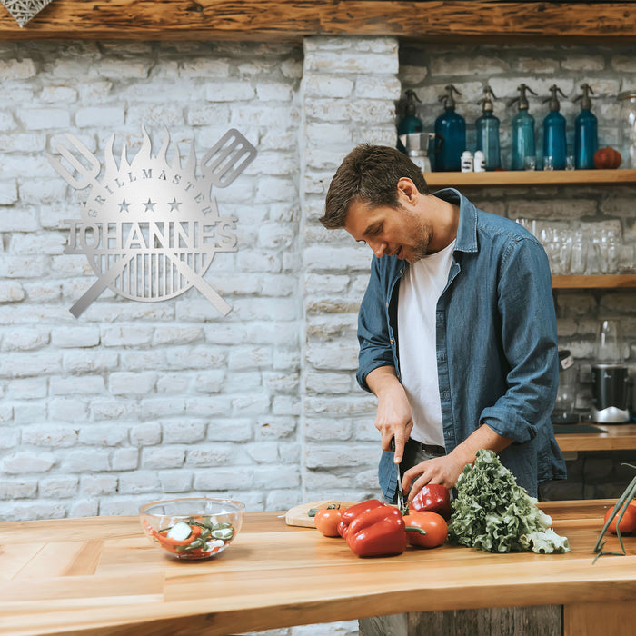 Personalisiertes Edelstahl-Grillschild "Grillmaster"