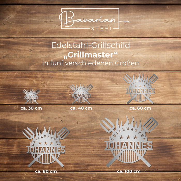 Personalisiertes Edelstahl-Grillschild "Grillmaster"