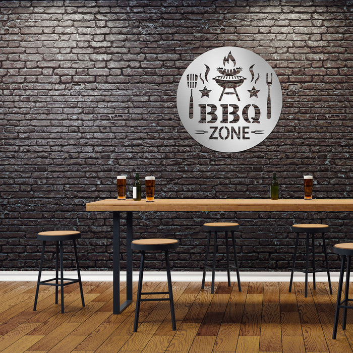 Edelstahl-Grillschild "BBQ Zone"