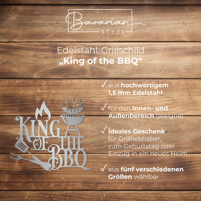 Edelstahl-Grillschild "King of the BBQ"