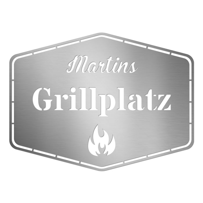 Personalisiertes Edelstahl-Grillschild "Grillplatz"