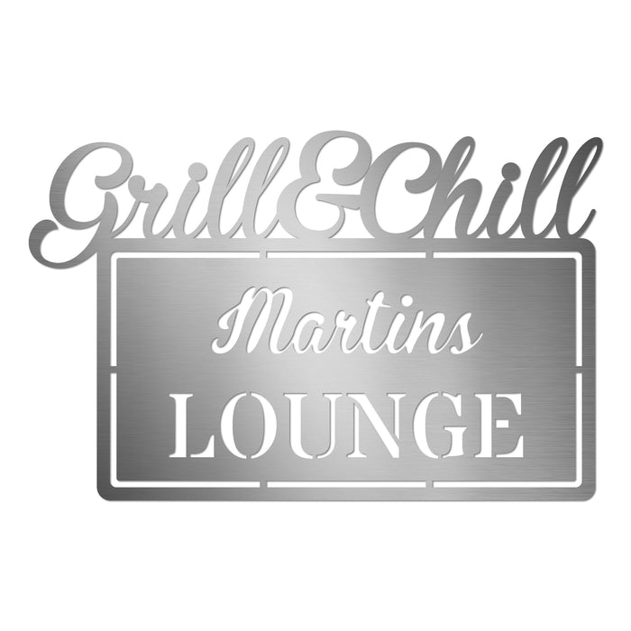 Personalisiertes Edelstahl-Grillschild "Grill & Chill"