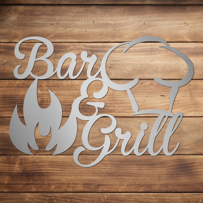 Edelstahl-Grillschild "Bar & Grill"