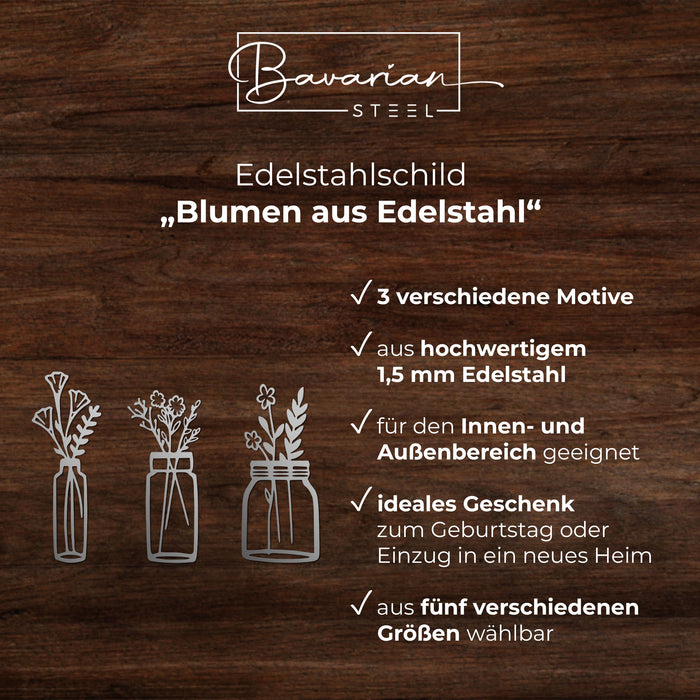 Edelstahlschild "Blumen aus Edelstahl"