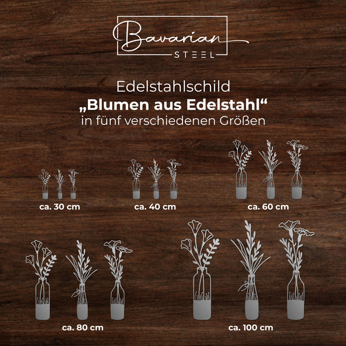 Edelstahlschild "Blumen aus Edelstahl"