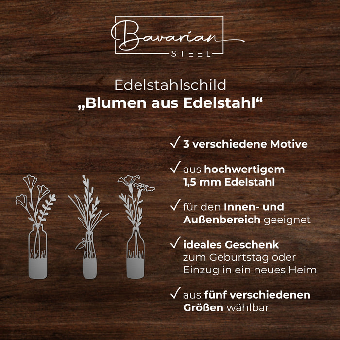 Edelstahlschild "Blumen aus Edelstahl"