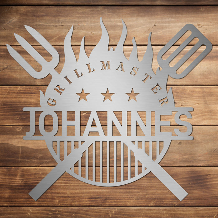 Personalisiertes Edelstahl-Grillschild "Grillmaster"