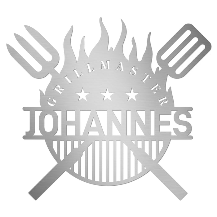 Personalisiertes Edelstahl-Grillschild "Grillmaster"