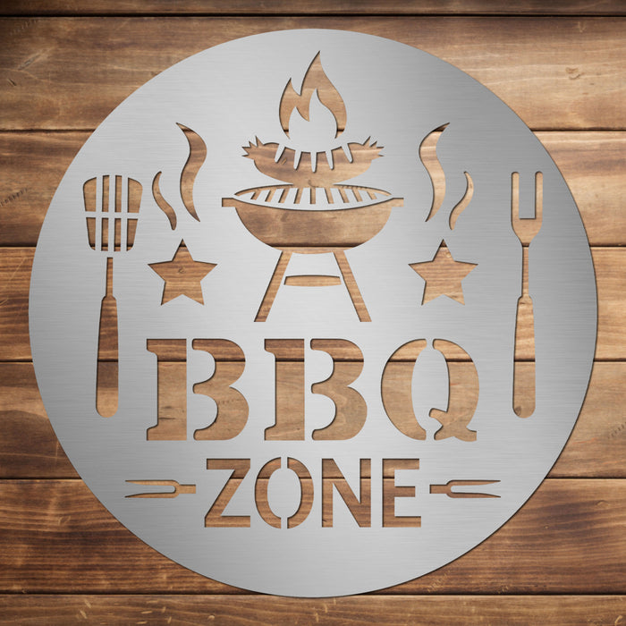 Edelstahl-Grillschild "BBQ Zone"