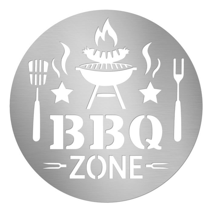 Edelstahl-Grillschild "BBQ Zone"