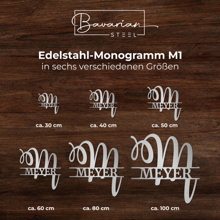 Edelstahl-Monogramm M1 - personalisiert mit deinem Namen