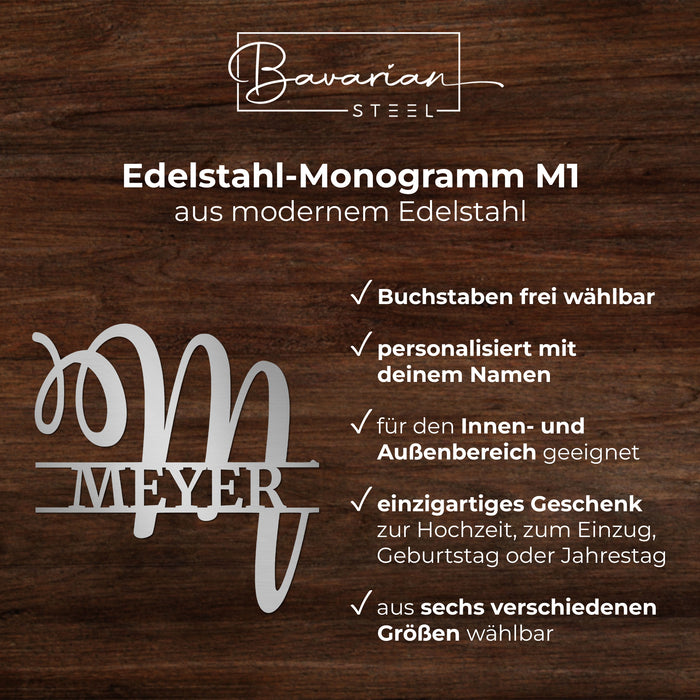 Edelstahl-Monogramm M1 - personalisiert mit deinem Namen