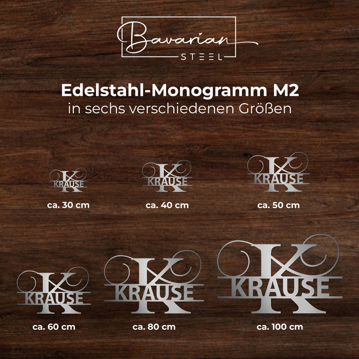 Edelstahl-Monogramm M2 - personalisiert mit deinem Namen