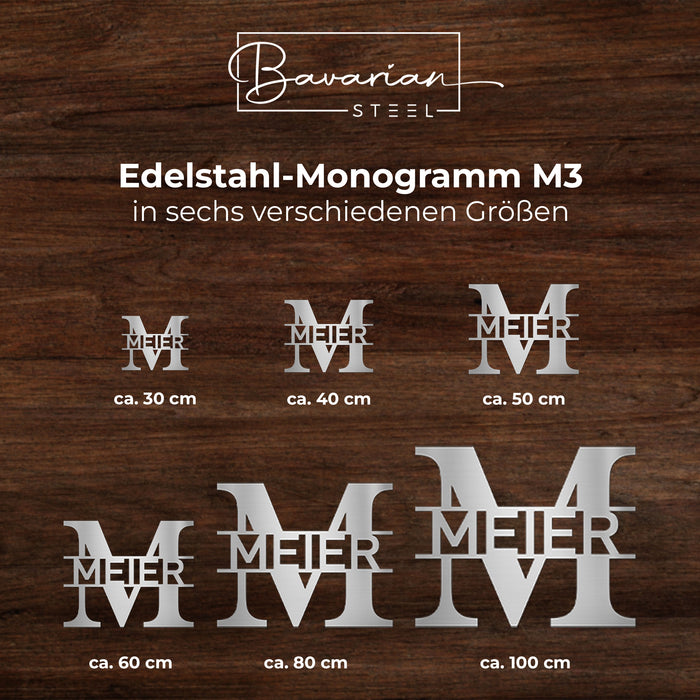 Edelstahl-Monogramm M3 - personalisiert mit deinem Namen