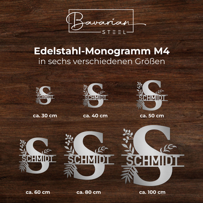 Edelstahl-Monogramm M4 - personalisiert mit deinem Namen