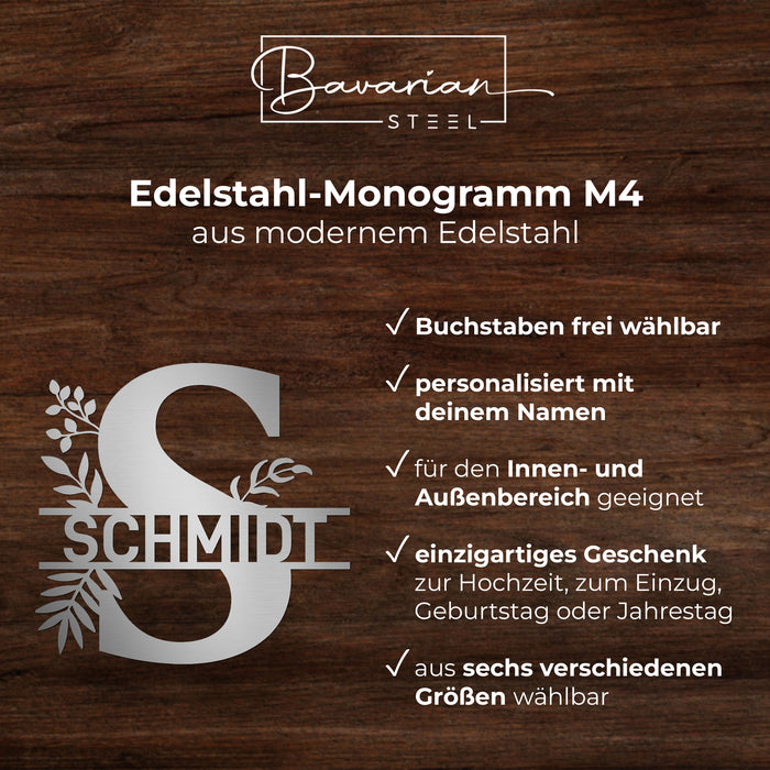 Edelstahl-Monogramm M4 - personalisiert mit deinem Namen