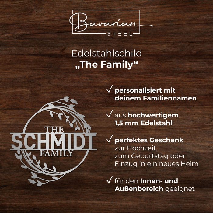 Personalisiertes Edelstahlschild "The Family"