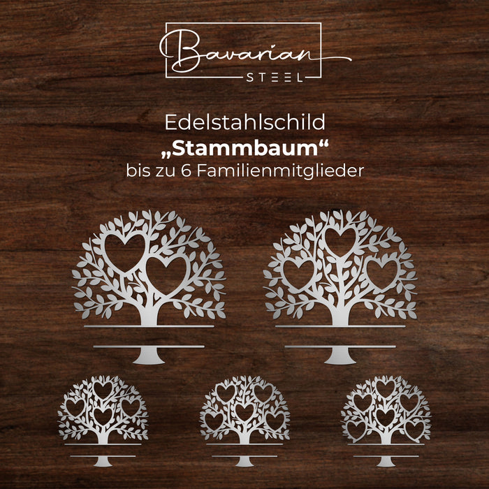 Personalisiertes Edelstahlschild "Stammbaum"