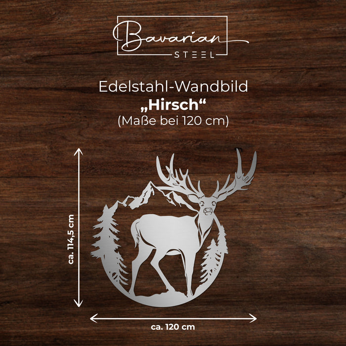 Edelstahl-Wandbild "Hirsch"