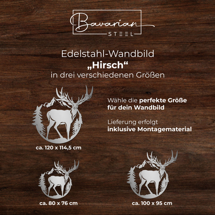 Edelstahl-Wandbild "Hirsch"