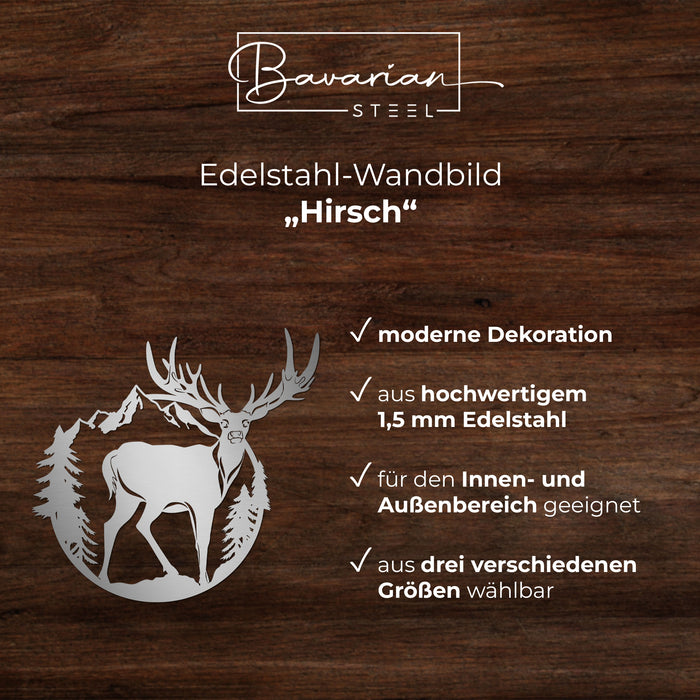 Edelstahl-Wandbild "Hirsch"