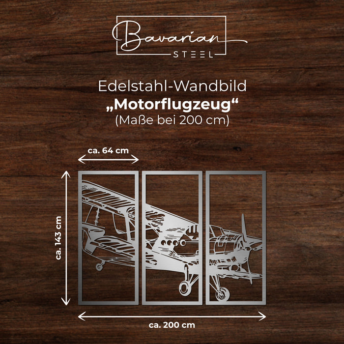 Edelstahl-Wandbild "Motorflugzeug"