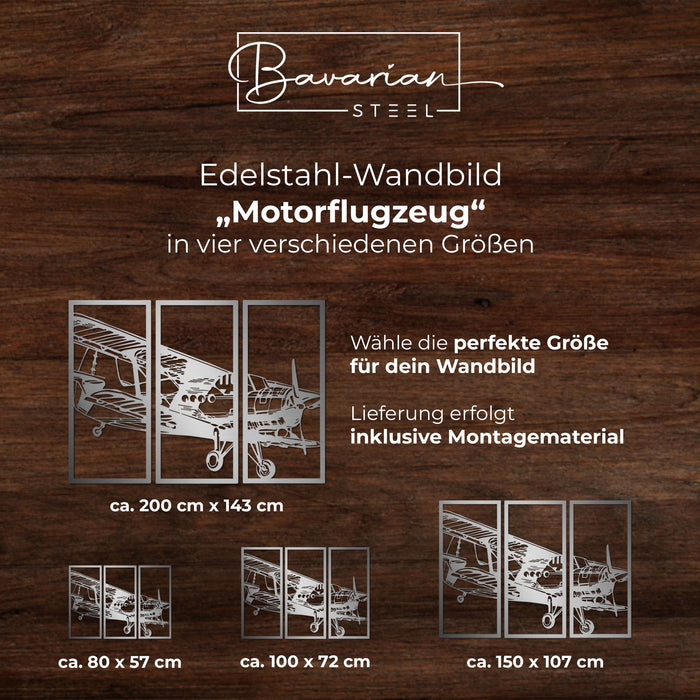 Edelstahl-Wandbild "Motorflugzeug"