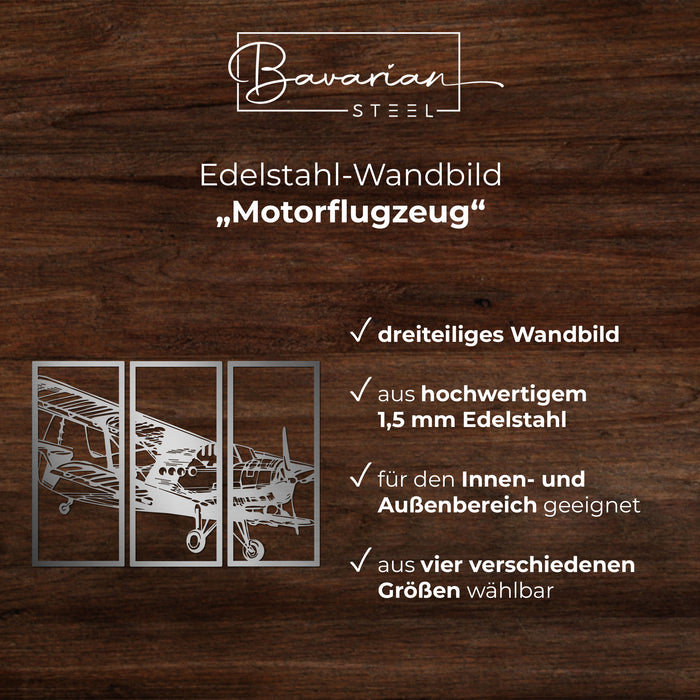 Edelstahl-Wandbild "Motorflugzeug"