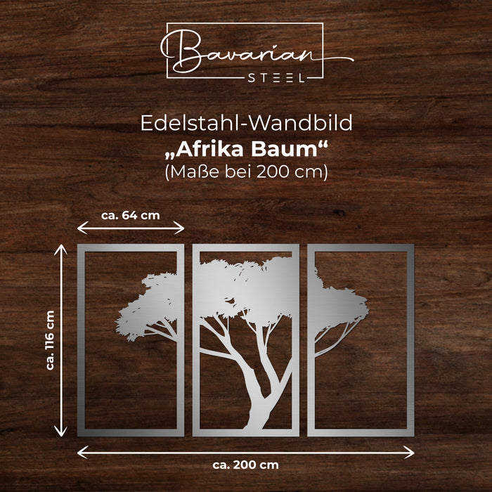 Edelstahl-Wandbild "Afrika Baum"