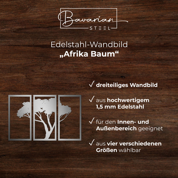 Edelstahl-Wandbild "Afrika Baum"