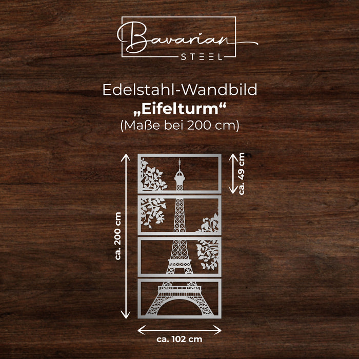 Edelstahl-Wandbild "Eiffelturm"