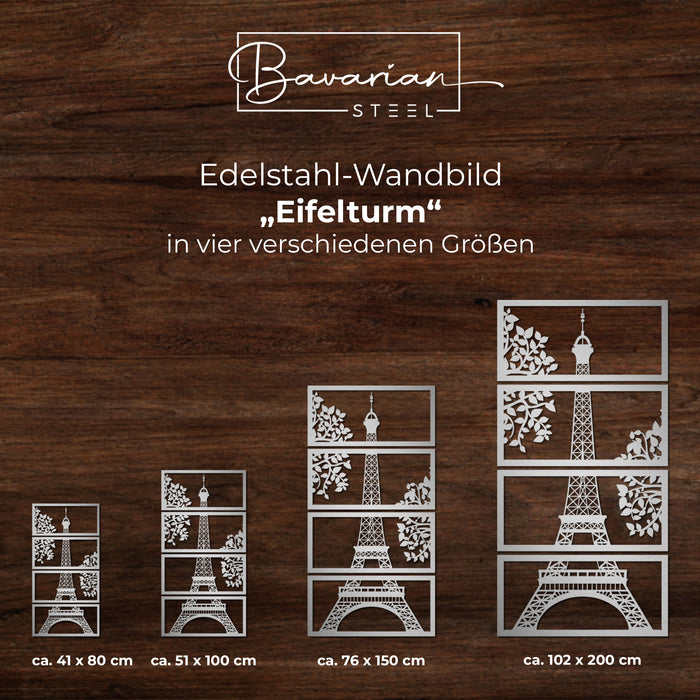 Edelstahl-Wandbild "Eiffelturm"