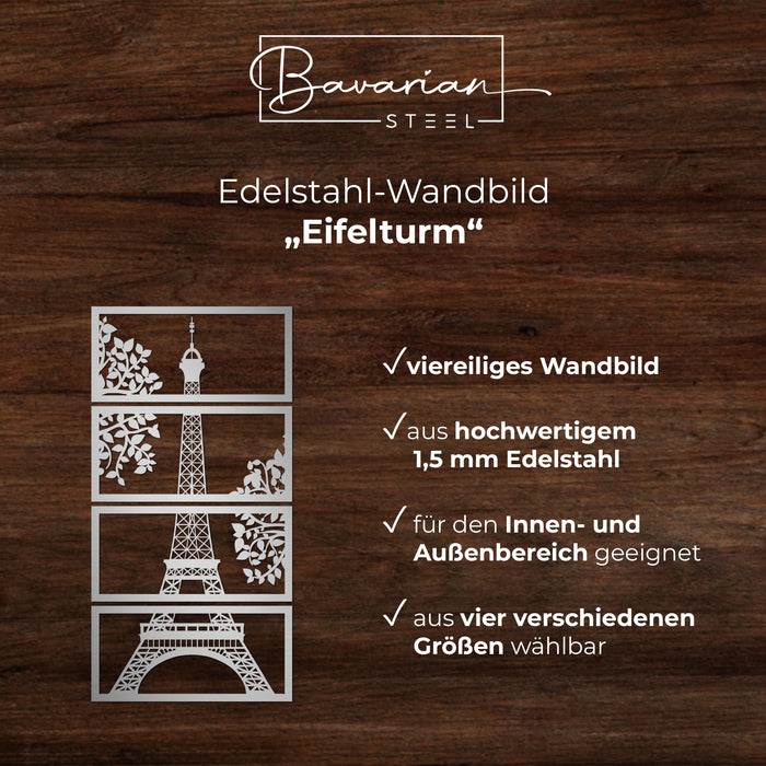 Edelstahl-Wandbild "Eiffelturm"