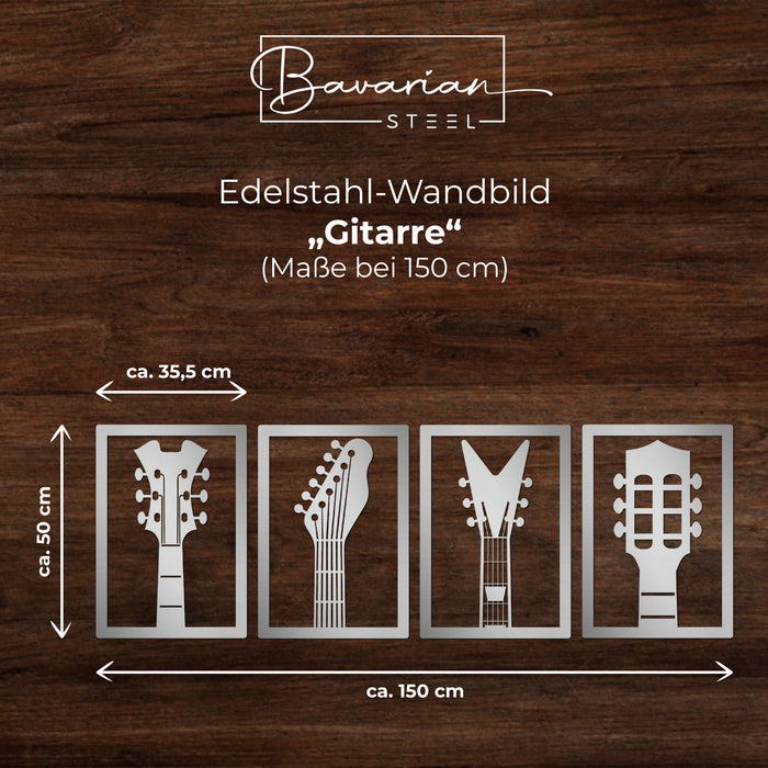 Edelstahl-Wandbild "Gitarren"