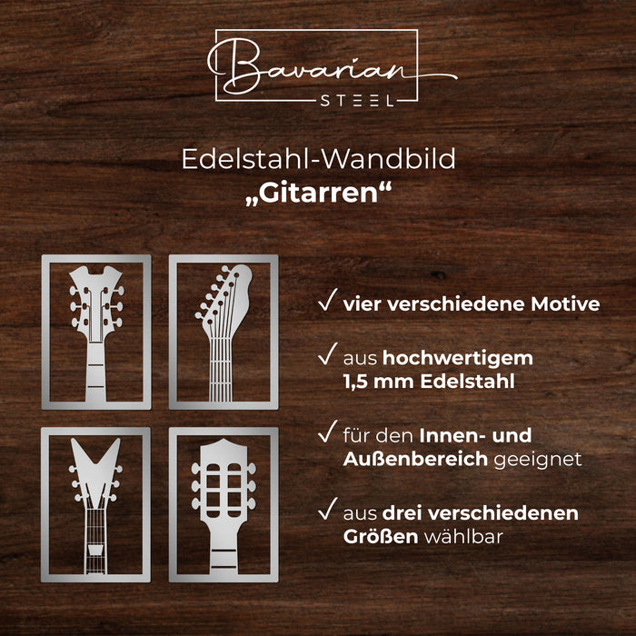 Edelstahl-Wandbild "Gitarren"