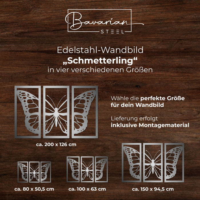 Edelstahl-Wandbild "Schmetterling"